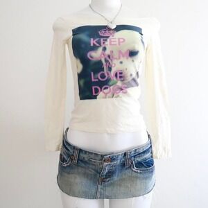 keep calm and love dogs off shoulder top